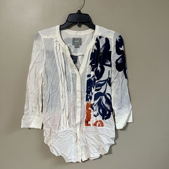 Anthro Maeve white size 0 floral blouse - Picture 1 of 4